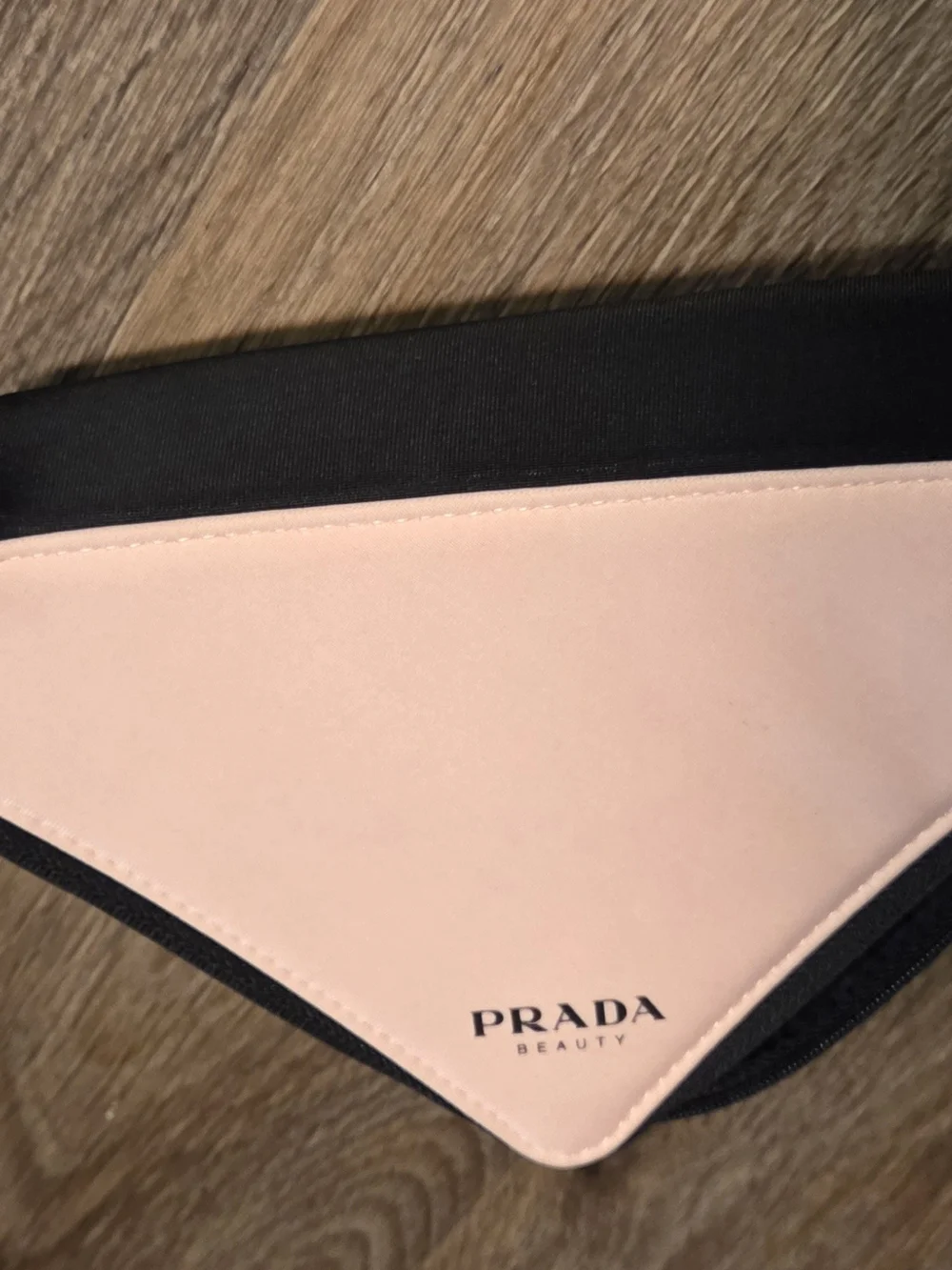 Prada Pink and Black Triangle Cosmetic Pouch